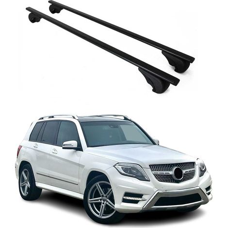 OMAC Dachträger Querträger für Mercedes GLK Klasse X204 2008-2015 – Abschließbar – Max. 75 kg – 2 Stangen Stahl Schwarz (1/5)