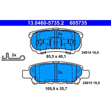 Kit de plaquettes de frein, frein à disque ATE 13.0460-5735.2 CHRYSLER 4605A336