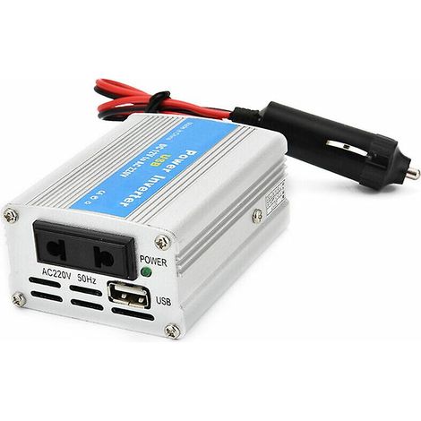 Convertisseur/transformateur de charge portable pour voiture 100 W CC 12 V vers CA 220 V avec ports de charge USB et prises de courant (1/4)