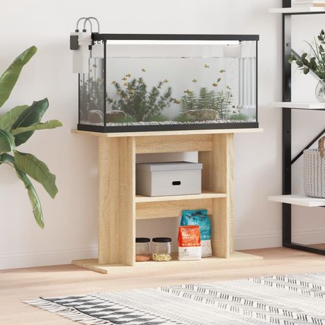 Meuble Support Couleur Chêne Clair Aquariums 80 X 30-35 cm. 1 étagère Support solide et stable pour aquariums (1/5)