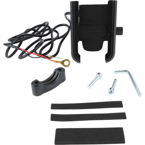 Support téléphone moto avec socle renforcé, chargeur USB rapide, fixation robuste pour guidon de motocyclette (1/5)