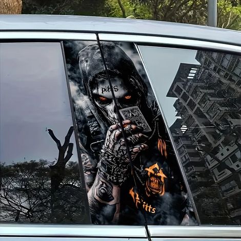 2 Stück IMACar Dekoraufkleber für die B-Säule mit Totenkopfmotiv – wasserfest und kratzfest, exklusive Qualität (1/5)