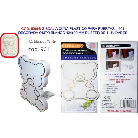 Cuña de plástico Gisdalia Finstock para puerta, 124x99 mm, color blanco