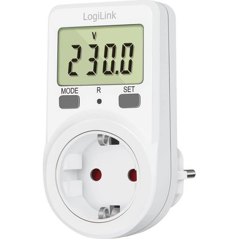 LOGILINK APPAREIL DE MESURE DES COÛTS ÉNERGÉTIQUES AVEC GRAND ÉCRAN LCD, AFFICHAGE : PUISSANCE EN WATTS, TENSION SECTEUR, CONSOM