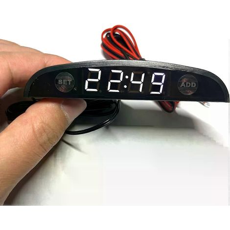 Für Weiß, Rot, Blau, Grün 12-24V Mondtyp Thermometer Voltmeter Uhr LED-Anzeige Auto Armaturenbrett Uhr Dual Temperatursensor-JXLGV (1/4)