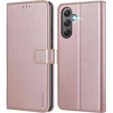 Handyhülle Galaxy A35 5G Leder Klapphülle Magnetverschluss Roségold (1/5)