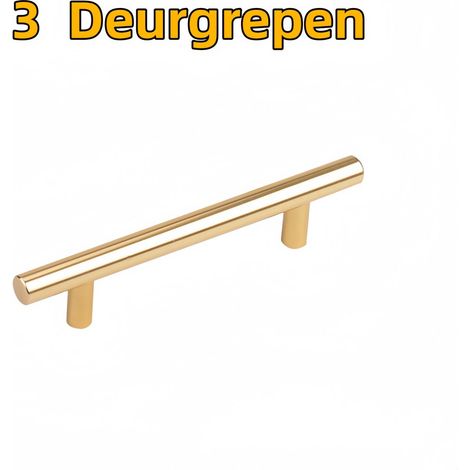 Poignées de porte Conviennent pour armoires penderies et tiroirs Solides Aluminium Design simple Entraxe de 96 mm Longueur de 150 mm Doré (1/5)