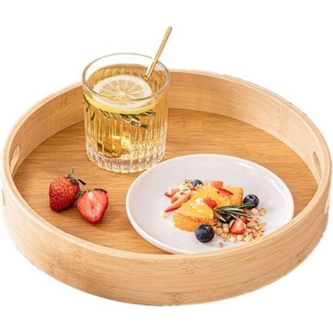 Bambustablett mit Griffen, Tablettideen für Abendessen, Tee, Bar, Tisch, Frühstück, Partys oder als Betttablett (1/5)