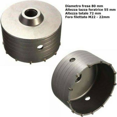 FRESA A TAZZA CAROTATRICE DA 80 MM PER MURI CALCESTRUZZO CEMENTO (1/2)