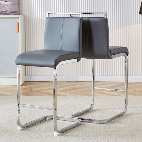 Deux tabourets de bar gris de haute qualité, de style nordique, adaptés aux restaurants, cuisines, terrasses et espaces d'accueil (lot de 2) (gris + PU). Conviennent à de multiples occasions.