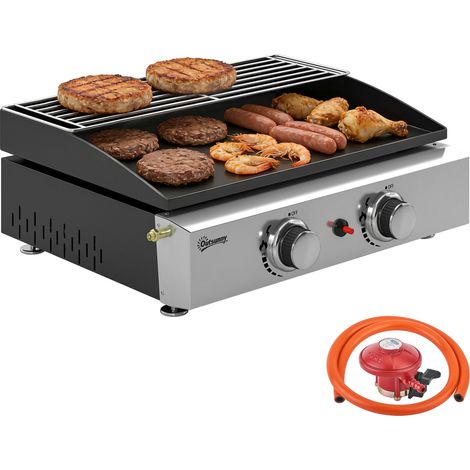 Outsunny 2 Burner Grill Griddle, Tabletop Gas BBQ with Grease Cup, Black