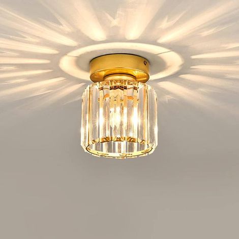 Modern crystal ceiling light E27, creative round lampshade for hallway, bedroom, cafe, living room, bar, kitchen, hotel, gold (1/5)