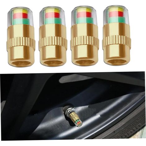 Paquet de 4 Bouchons de Pression des pneus Bouchon Valve Pneu d alerte d air en Acier Inoxydable avec fenêtre Transparente 2 4 Bars (1/5)