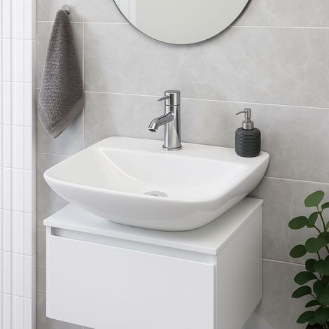 RAK Variant Square Countertop Wash Basin 420mm Wide 1 Tap Hole - Alpine White (1/3)