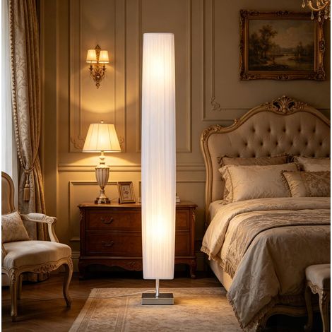 Lampadaire colonne sur pied 14 x 14 x 120 cm blanc avec 2 douilles E27, 40 W max HAVRYA (1/5)