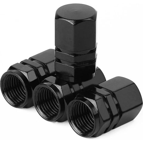 Lot de 4 Bouchons de Valve en Aluminium Noir (1/5)