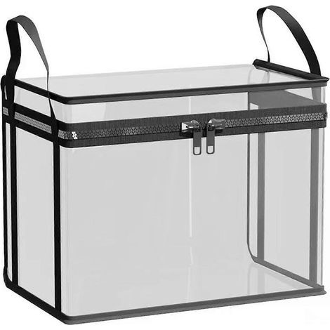 Boîte de rangement transparente, pliable et étanche pour livres, boîte en plastique pliable avec couvercle pour le rangement des livres, conception transparente pour un accès rapide aux articles (1/5)