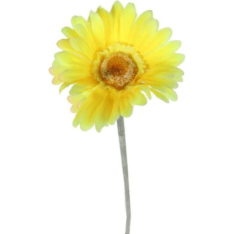 Flor decorativa de gerbera amarilla, 55 cm de altura, aspecto realista. (1/3)
