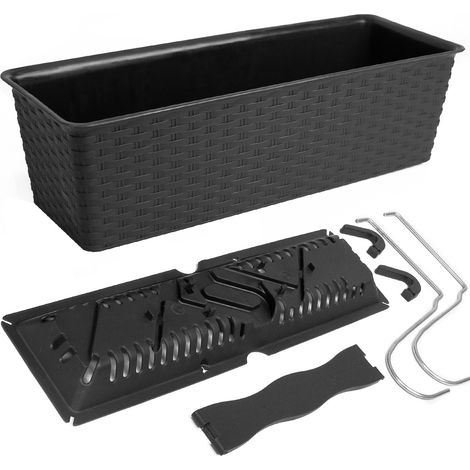 DEUBA® Self Watering Balcony Railing Flower Box 6L/12L Hanging Ratolla Planter 49cm - Anthrazit (de) (1/4)