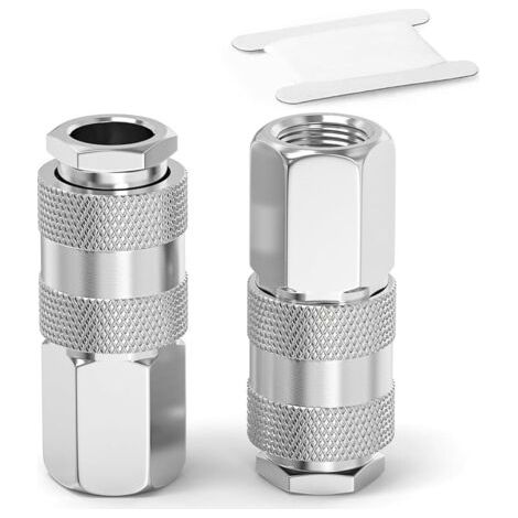 Pair 2 pièces 3/8\" BSP femelle Raccords de tuyau d'air, Raccord rapide de tuyau d'air pour l'industrie, Kit de réparation de tuyau de compresseur pneumatique (1/5)