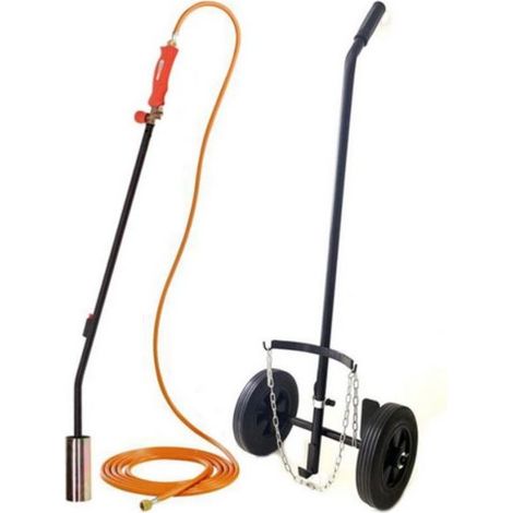Desherbeur thermique à gaz 19.5KW Chalumeau gaz Bruleur 50mm + Tuyau 5 m + Chariot trolley à Roues Allumage piezo PROJECT (1/5)
