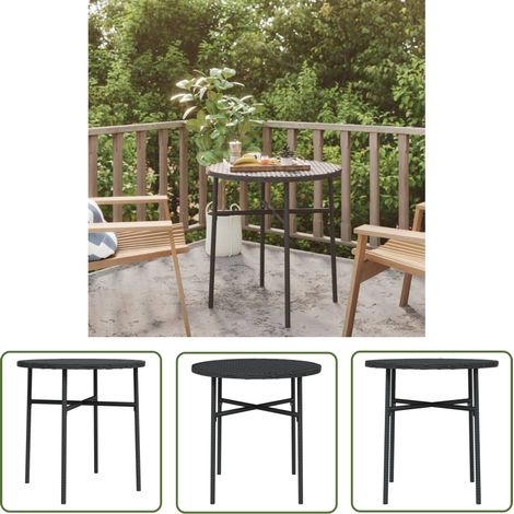 The Living Store Table à thé Noir 45 cm Résine tressée - Table À Thé - Table D'extérieur - Mobilier De Jardin - Table Ronde - Résine Tressée (1/5)