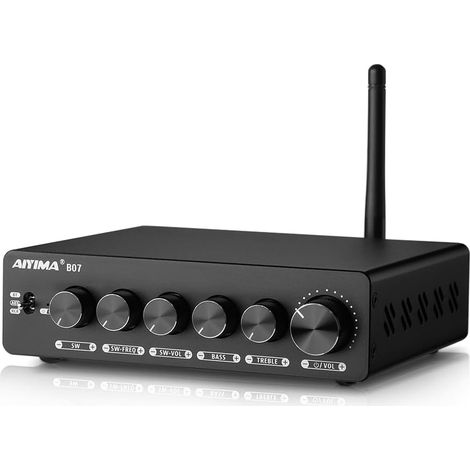 amplificateur Bluetooth 5.2 TPA3255 2.1 canaux Caisson de Basses 300Wx2 + 300W pour Haut-parleurs de bibliothèque de Bureau à Domicile caissons de Basses avec Alimentation auxiliaire (1/5)