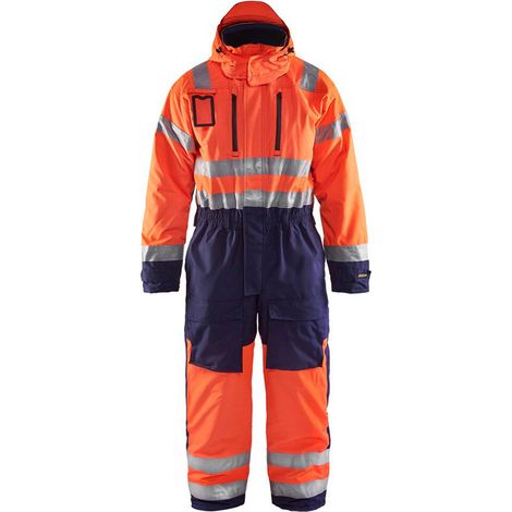 Tuta da lavoro invernale a maniche lunghe alta visibilità 6763 - Arancione fluorescente/Marine 52 (1/4)