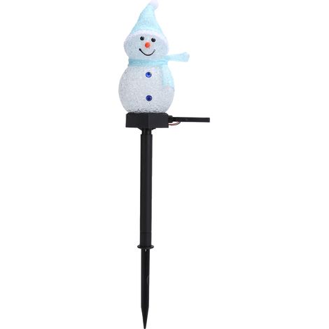 Lampe LED bonhomme de neige paysage jardin pelouse solaire dessin animé noël chemin décoratif bleu clair (1/5)