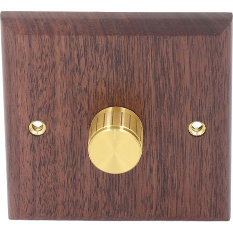 Drehdimmer aus schwarzem Walnussholz mit Messingknopf für die Heimbeleuchtung (200–250 V) (1/5)