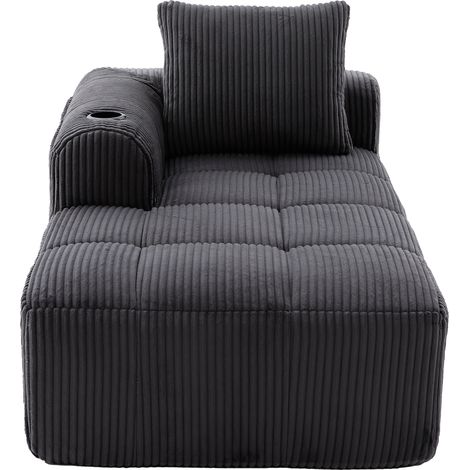Fauteuil en Velours Côtelé gris avec Sans montage, Pochettes, Corduroy gris foncé et dossier confortable,158×93×61cm (1/5)