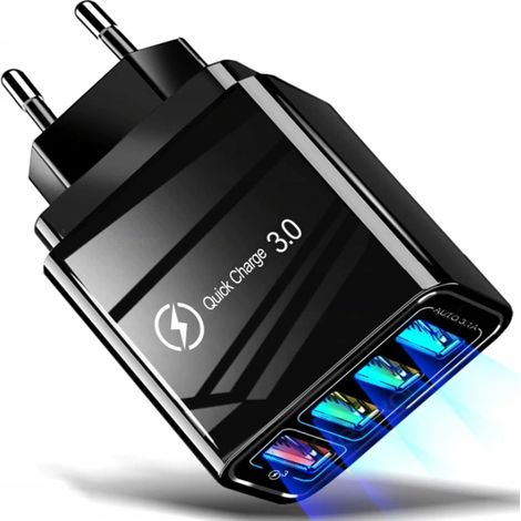 CARGADOR DE PARED RÁPIDO 4xUSB CARGA RÁPIDA 3.0 la13NEGRO