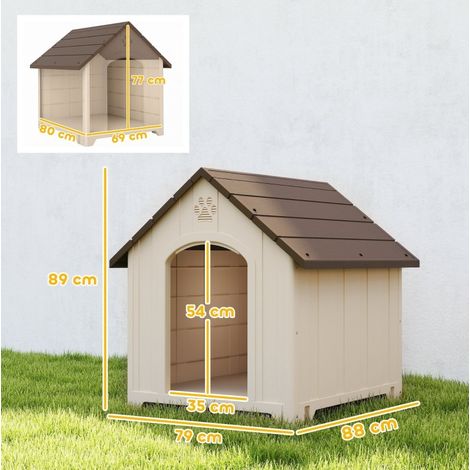 Cuccia per cani impermeabile 88 x 79 x 89 cm, rialzata, tetto apribile, ancoraggi a terra OKMYHOME (1/5)