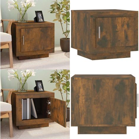 Table basse chêne fumé 51x50x45 cm bois d'ingénierie - Table Basse - Meuble TV - Table D'appoint - Meubles Salon - Design Moderne - Home & Living (1/5)