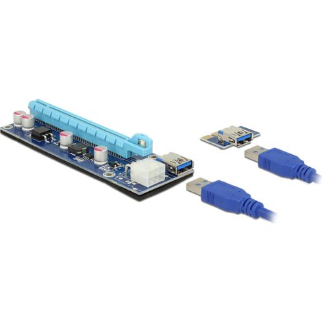 Delock Tarjeta Riser PCI Express x1  x16 con cable USB de 60 cm