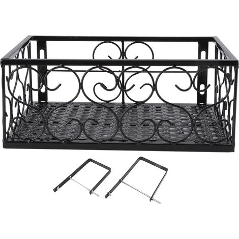 Balconnière en fer renforcé avec butées, étagère décorative pour rambarde de terrasse et rebord de fenêtre, compatible garde-corps 10,5 cm/4,1 po