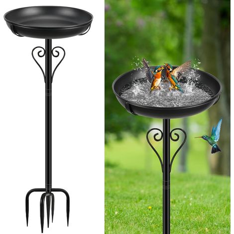1 Bain D'oiseaux,Métal,Base 5 Pieds,Jardin,Noir (1/5)