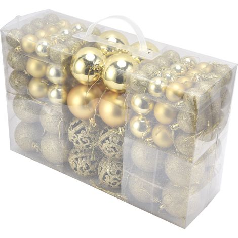 100 Stück bruchsichere Weihnachtskugeln zum Aufhängen für Weihnachtsbaum- und Partydekoration, Gold (1/5)