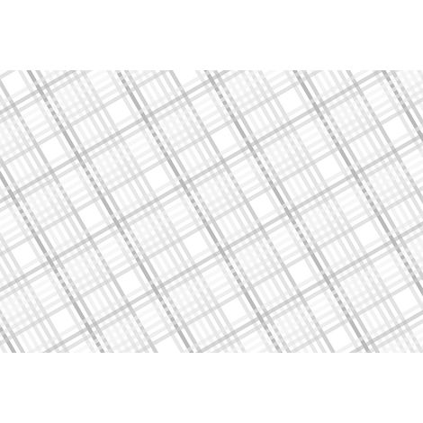 Papier peint panoramique graphique gris et blanc | Tapisserie panoramique à motif pour chambre | Papier peint panoramique quadrillage - 267 x 400 cm (4 pièces) (1/2)