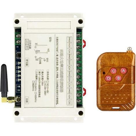 Télécommande sans fil 4 canaux 300 m, 100-400 V CA, relais pour interrupteur de porte de garage avec éclairage LED 30 A, émetteur + récepteur 315 MHz (1/5)