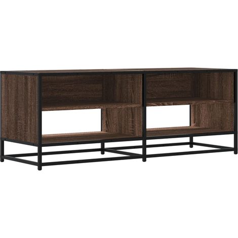 Mobile TV multimediale scaffale per televisione televisore buffet sala da pranzo soggiorno camera da letto rovere 120,5 x 40 x 46 cm derivati del legno e metallo marrone 020027159