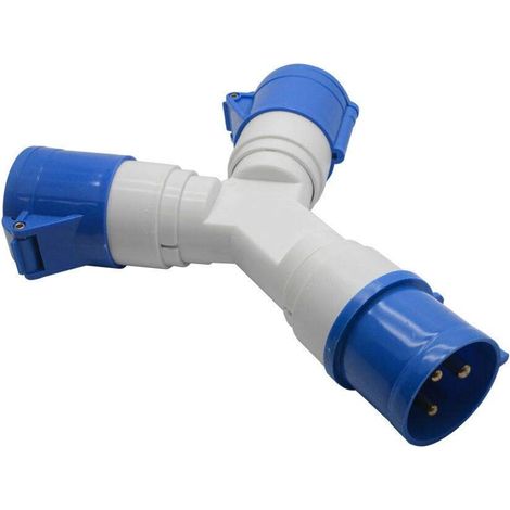 Répartiteur CEE 32A 2 Prises IP44 220V Chantier Industrie Bateau Connecteur En Y 2P+E, Boîtier Ignifugé Haute Résistance, Conçu Pour Charges Lourdes Et Usage Industriel (1/5)