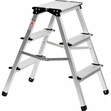 STIER Aluminiumbock, mit einer Tragfähigkeit von 150kg, 75 cm breit, 80 cm hoch, Arbeitsbock, Unterstellbock, Montagebock, Klappbock, verzinkte Scharniere, Nylongurte zur Absicherung