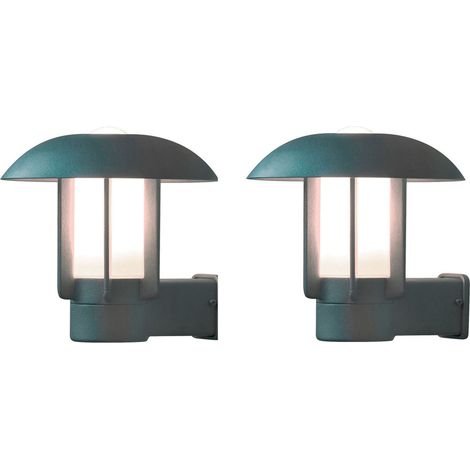 2er Set Außenwandleuchte HEIMDAL, Aluminium Silbergrau/ Glas opal, E27 Fassung (1/4)