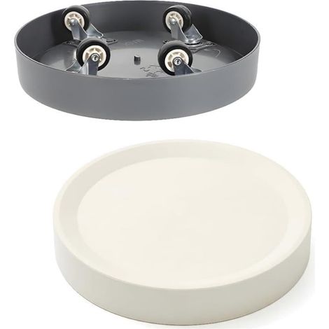 Lot de 2 bacs à Plantes avec roulettes-Diamètre intérieur 24,5cm-Support Mobile pour Pots de Fleurs - avec roulettes universelles cachées - pour intérieur -Gris (1/5)