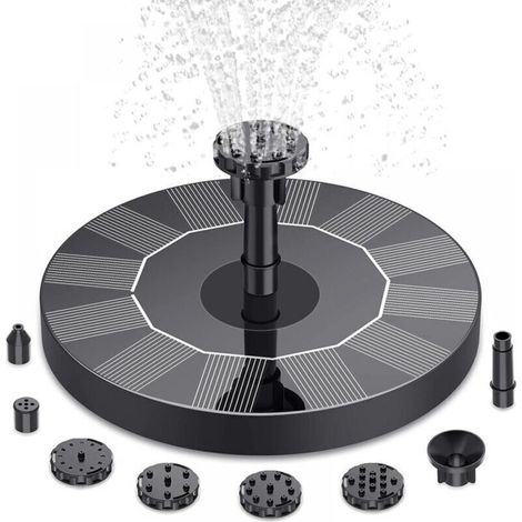Fontaine Solaire Flottante - 6 Buses - 6 V 1 W - Pour Bassin Jardin Etang Oiseaux - Diamètre Panneau 130 mm (1/4)
