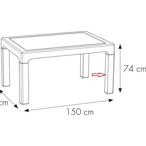 R PIEDE X TAVOLO HOUSTON RESINA 150X90XH74 CM ANTRACITE