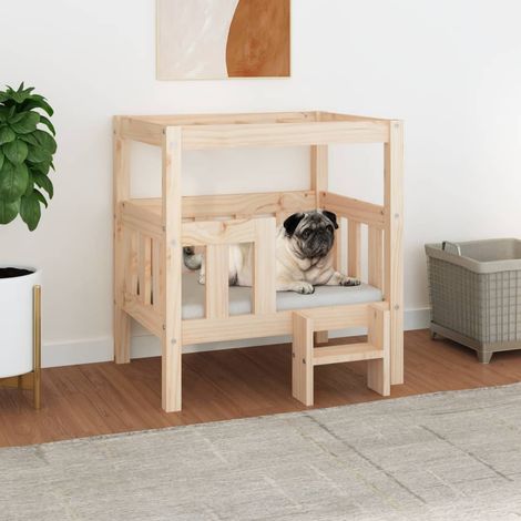 Lit pour chien Lit pour animal Corbeille pour chien Panier pour chien 65,5x43x70 cm Bois de pin solide XFNT19999 (1/5)