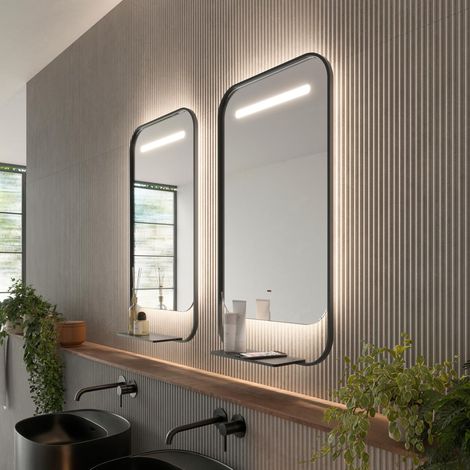 LEDIMEX - espejo 90x80cm LED negro mate