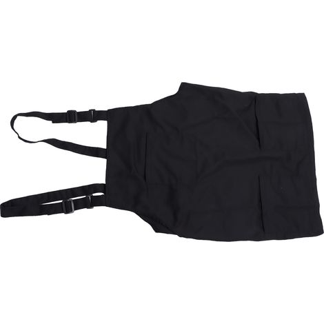 Tablier de cuisine noir en polyester avec poches et bretelles réglables, unisexe, idéal pour la maison, les cafés et les restaurants. Convient également aux professionnels. (1/5)